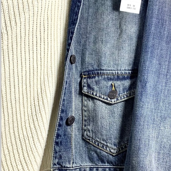 ABERCROMBIE Jean Jacket Ivory Scarf Attached S NWT - Picture 3 of 7